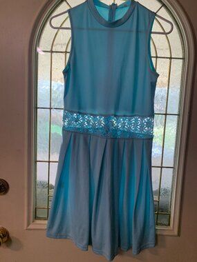 Junior Girl's Size Small Blue Sleeveless Designer Dress